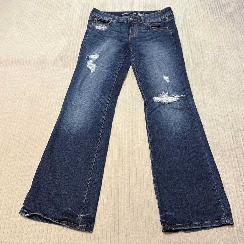 American Eagle Outfitters Jeans Womens 8 Blue Medium Wash Boyfriend Distressed